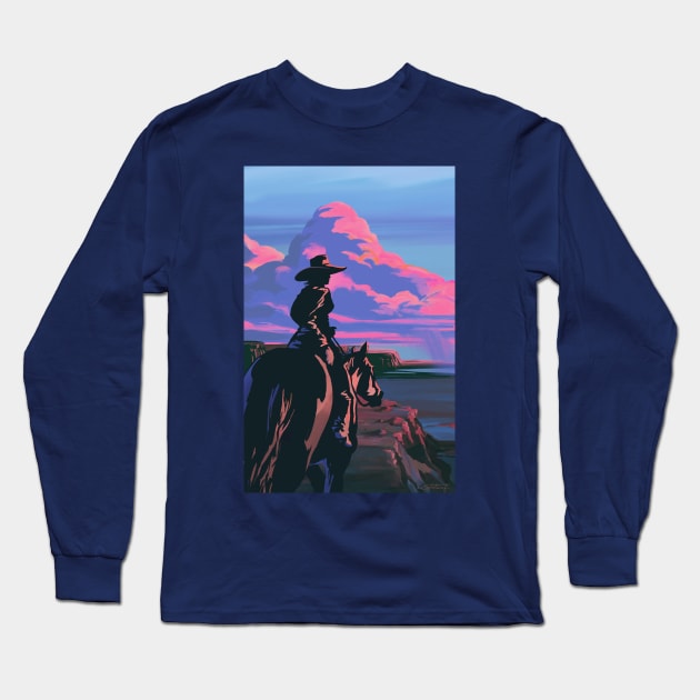 Sunset Canyon Cowgirl Long Sleeve T-Shirt by SFDesignstudio